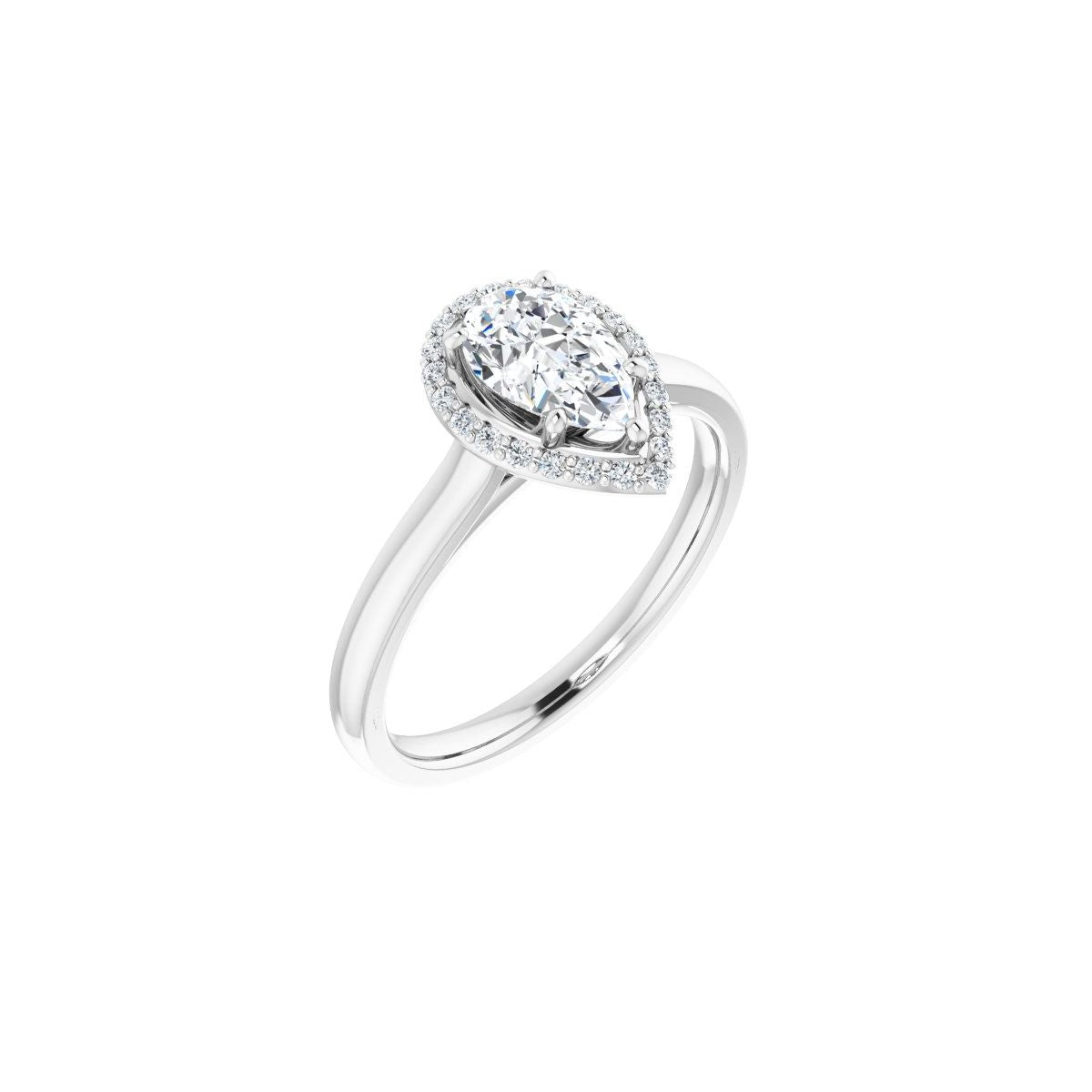 Natural Diamond Pear Halo-Style Engagement Ring Semi-Mount - 14K White Gold - Series 122060