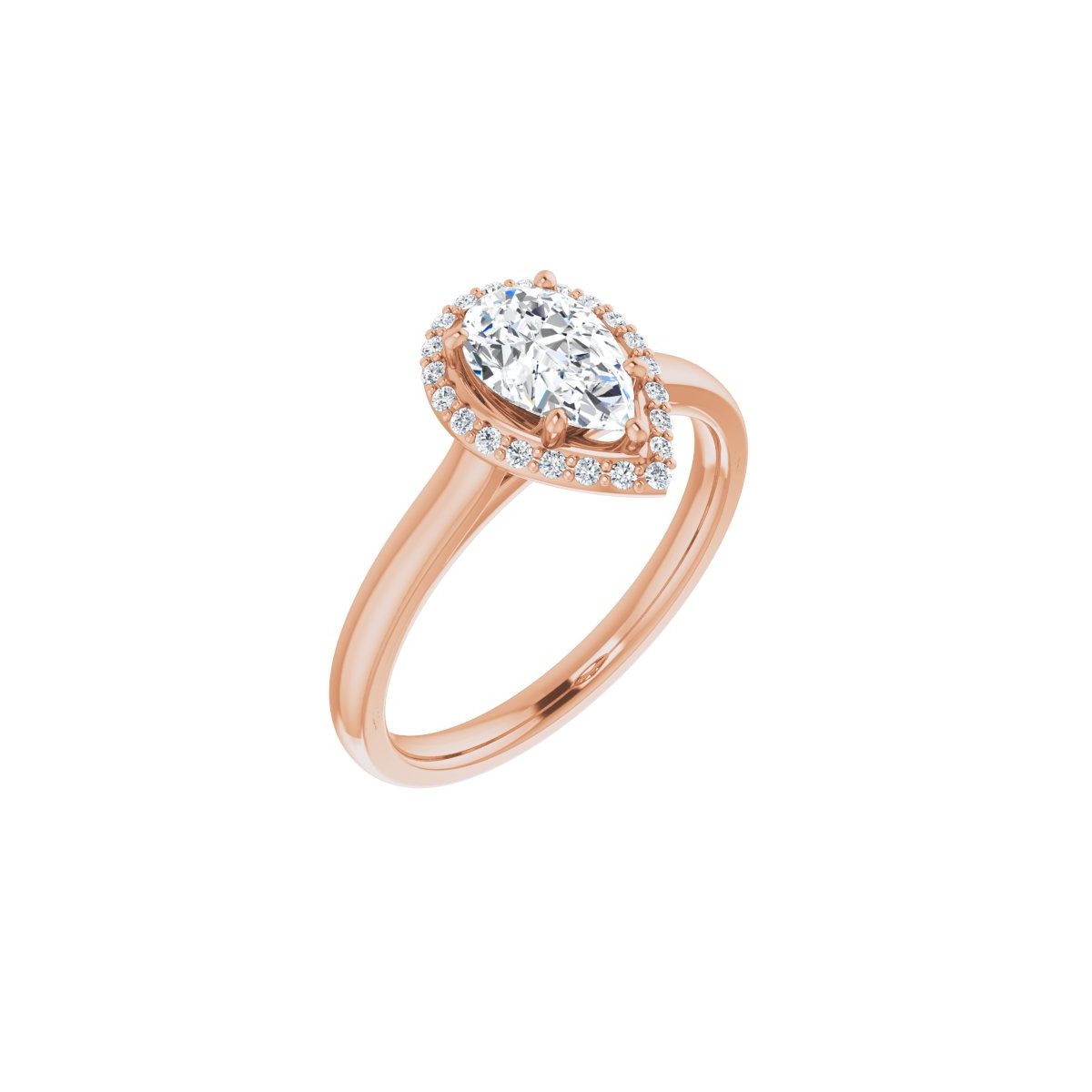 Natural Diamond Pear Halo-Style Engagement Ring Semi-Mount - 14K Rose Gold - Series 122060
