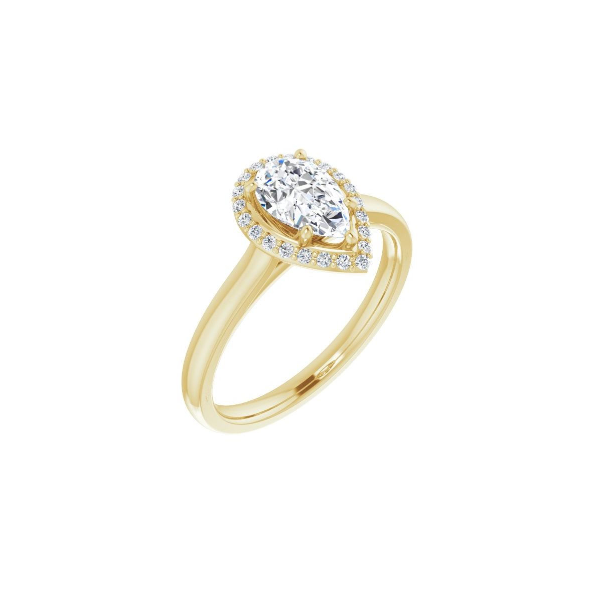 Natural Diamond Pear Halo-Style Engagement Ring Semi-Mount - 14K Yellow Gold - Series 122060