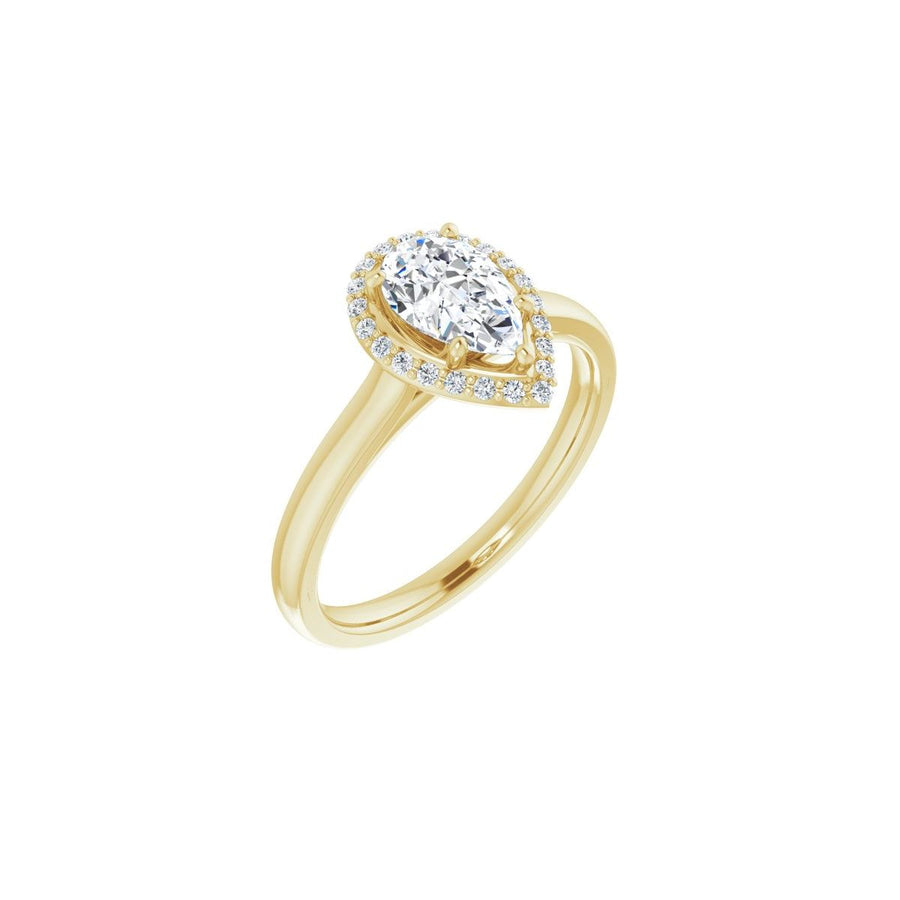 Natural Diamond Pear Halo-Style Engagement Ring Semi-Mount - 14K Yellow Gold - Series 122060
