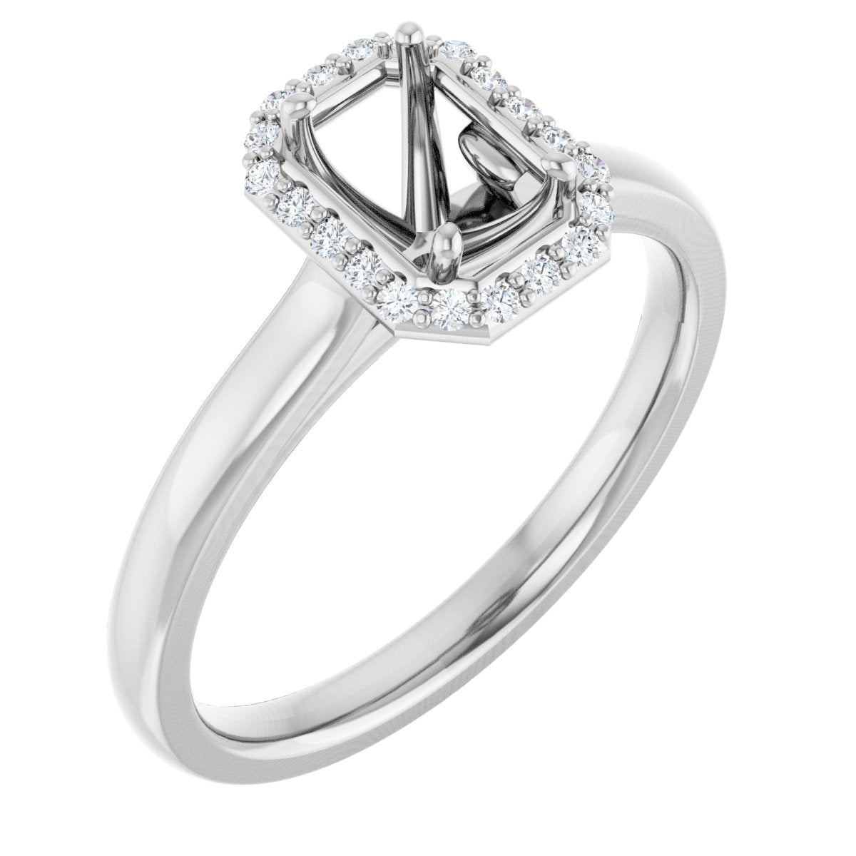 Emerald Halo-Style Engagement Ring Semi-Mount - gallery - Series 122060