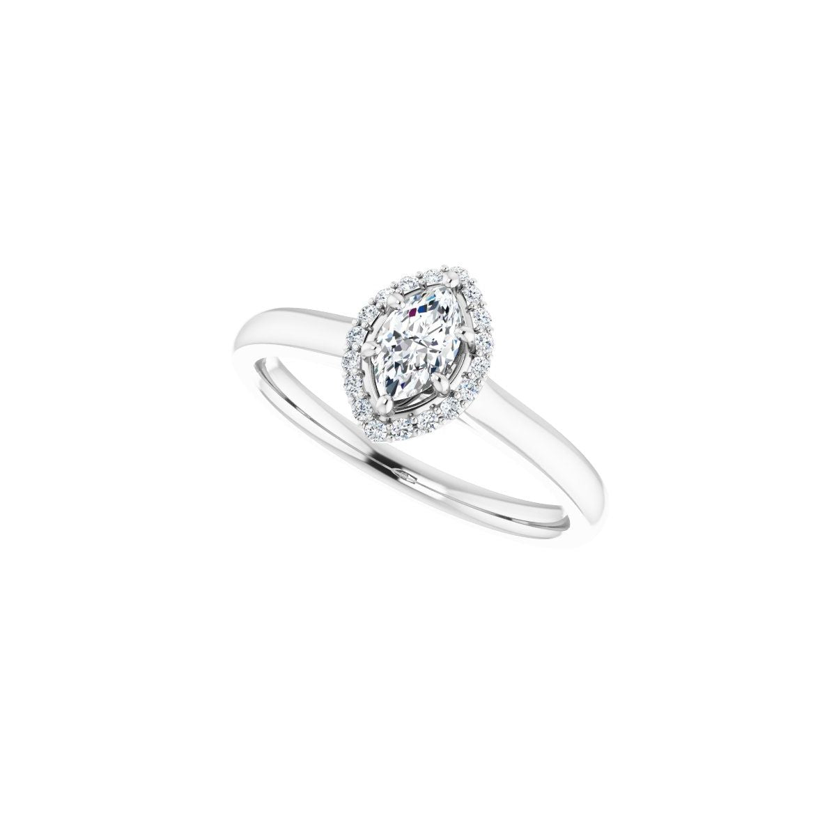 Marquise Halo-Style Engagement Ring Semi-Mount - gallery - Series 122060