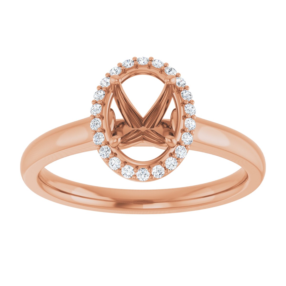 Oval Halo-Style Engagement Ring Semi-Mount - gallery - Series 122060