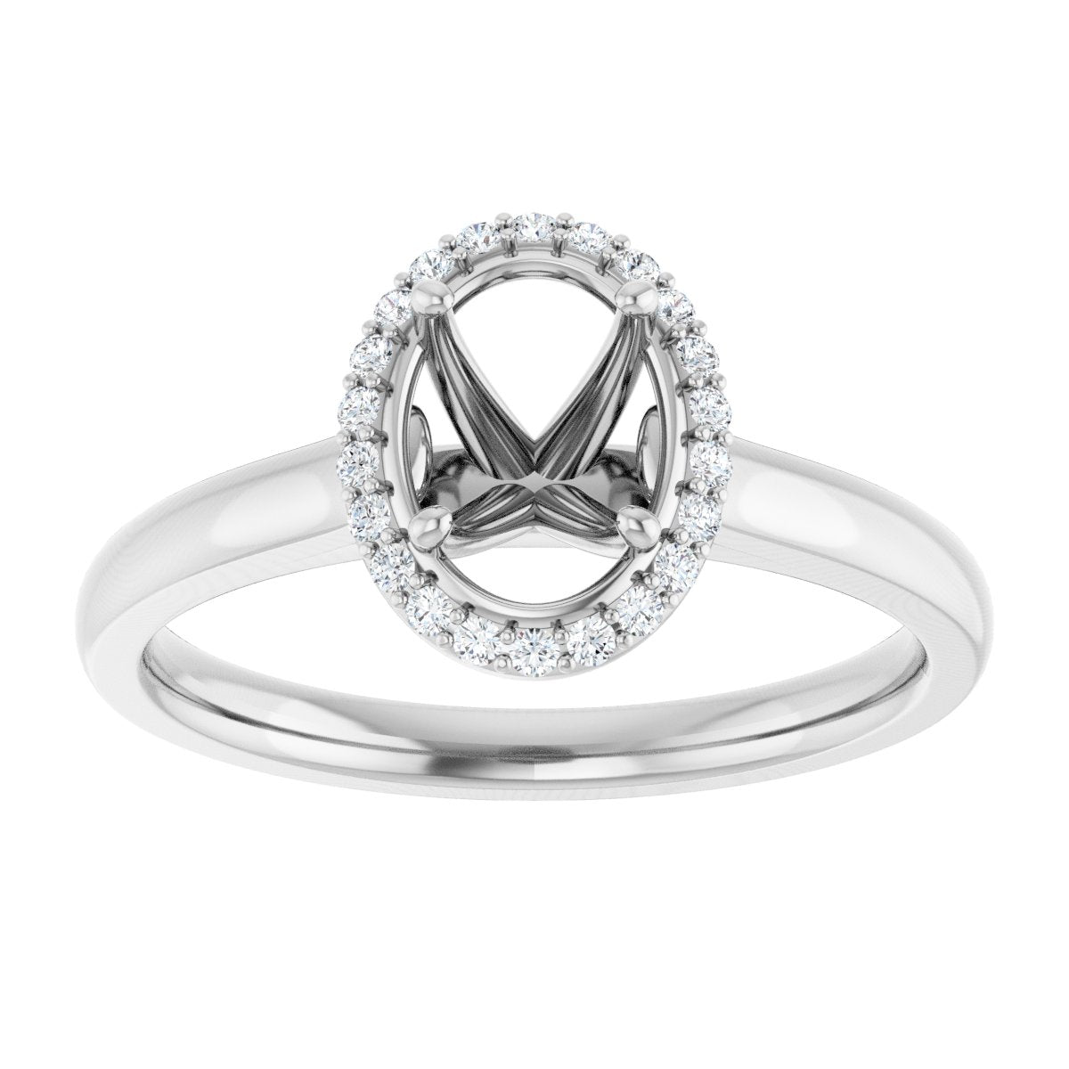 Oval Halo-Style Engagement Ring Semi-Mount - gallery - Series 122060