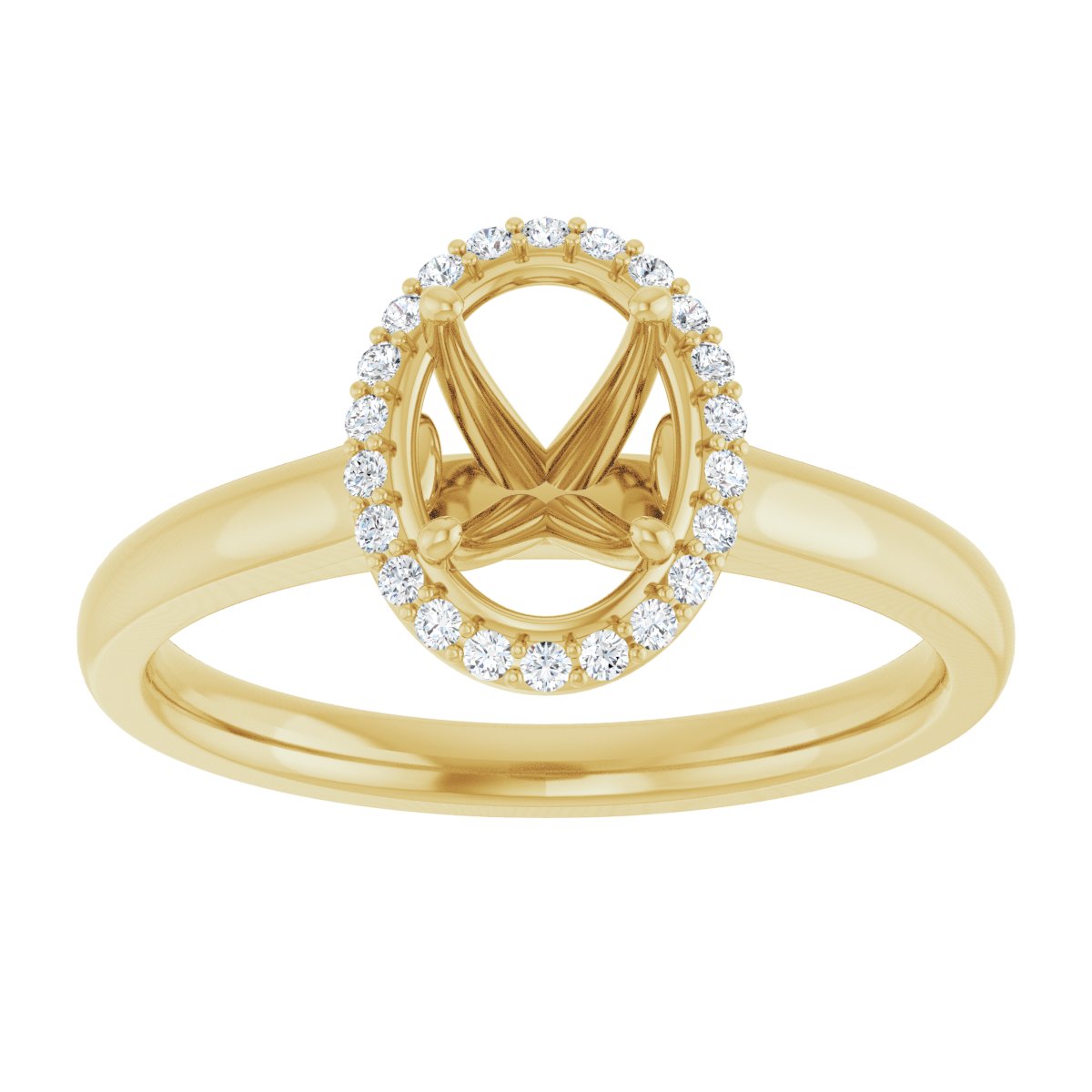 Oval Halo-Style Engagement Ring Semi-Mount - gallery - Series 122060