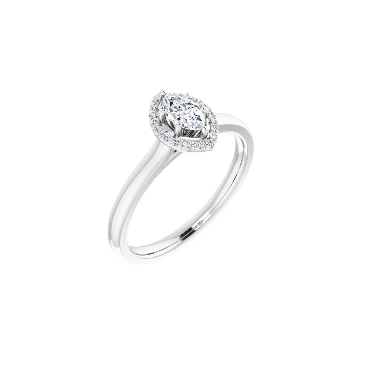 Natural Diamond Marquise Halo-Style Engagement Ring Semi-Mount - Platinum - Series 122060