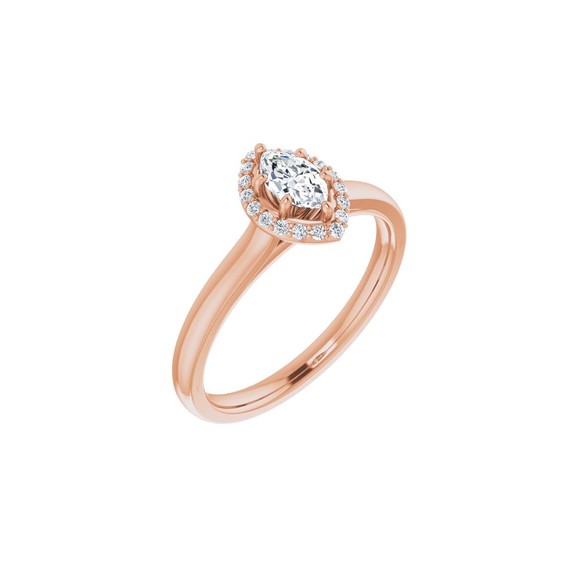 Natural Diamond Marquise Halo-Style Engagement Ring Semi-Mount - 14K Rose Gold - Series 122060