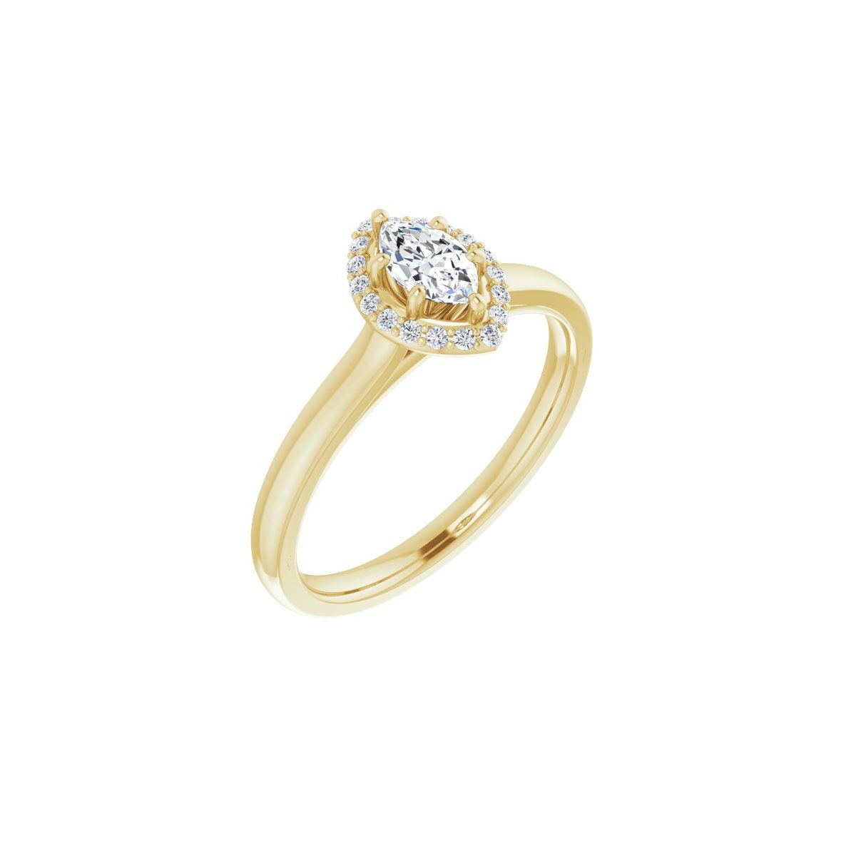 Natural Diamond Marquise Halo-Style Engagement Ring Semi-Mount - 14K Yellow Gold - Series 122060