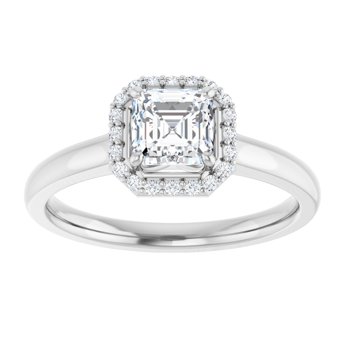 Asscher Halo-Style Engagement Ring Semi-Mount - gallery - Series 122060