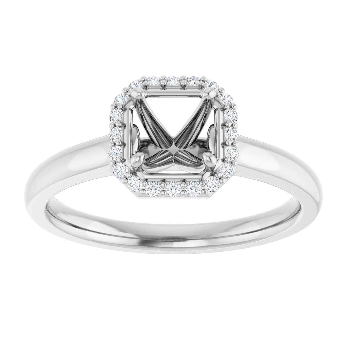 Asscher Halo-Style Engagement Ring Semi-Mount - gallery - Series 122060