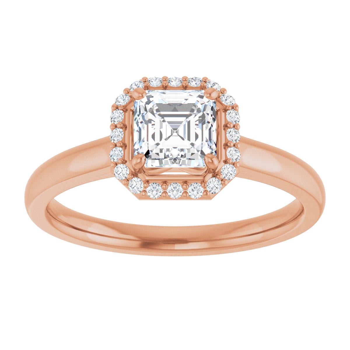 Asscher Halo-Style Engagement Ring Semi-Mount - gallery - Series 122060