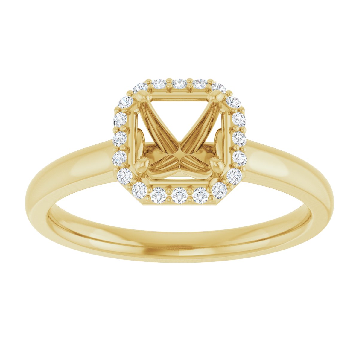 Asscher Halo-Style Engagement Ring Semi-Mount - gallery - Series 122060