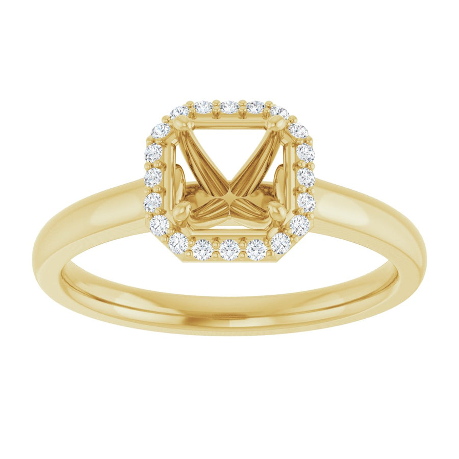 Asscher Halo-Style Engagement Ring Semi-Mount - gallery - Series 122060