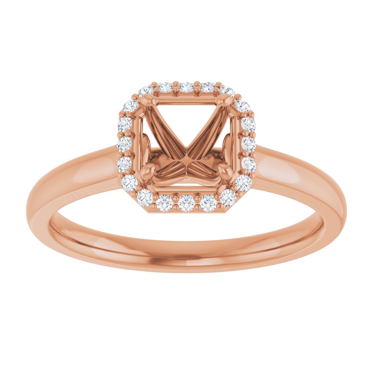 Asscher Halo-Style Engagement Ring Semi-Mount - gallery - Series 122060