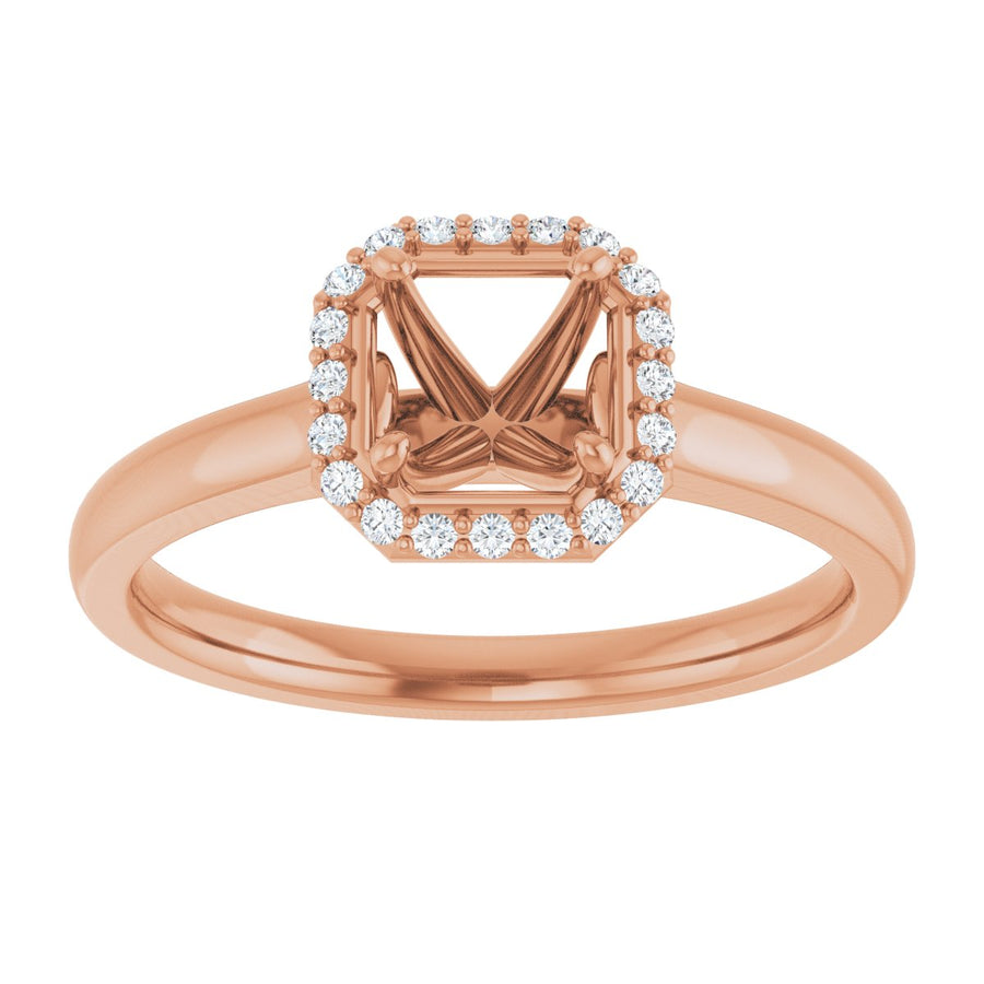 Asscher Halo-Style Engagement Ring Semi-Mount - gallery - Series 122060