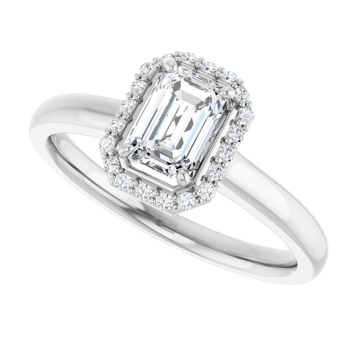 Emerald Halo-Style Engagement Ring Semi-Mount - gallery - Series 122060