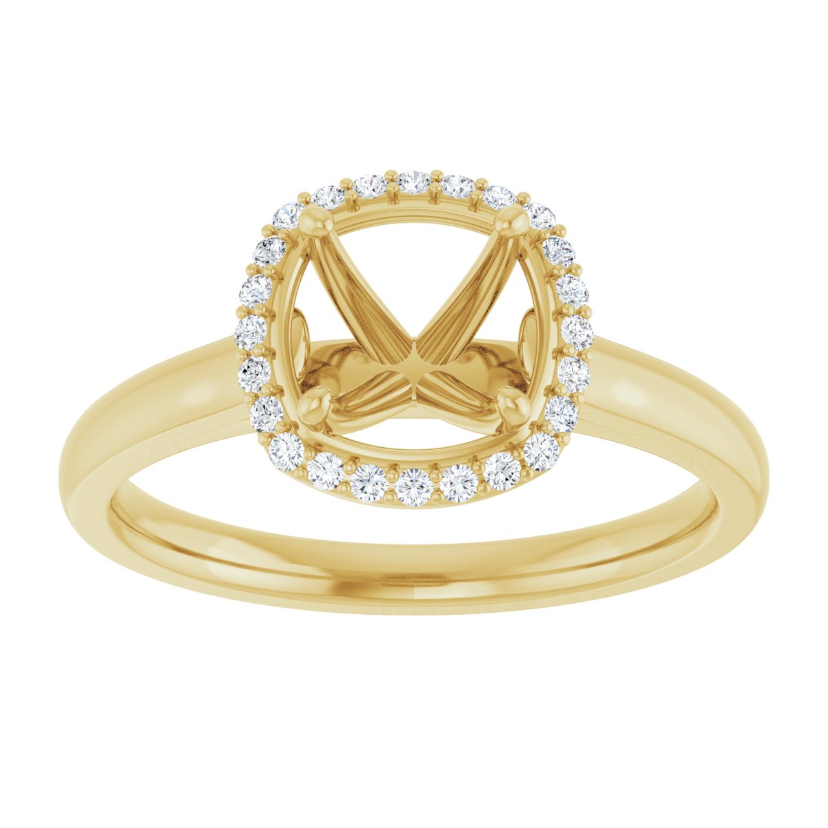 Cushion Halo-Style Engagement Ring Semi-Mount - gallery - Series 122060
