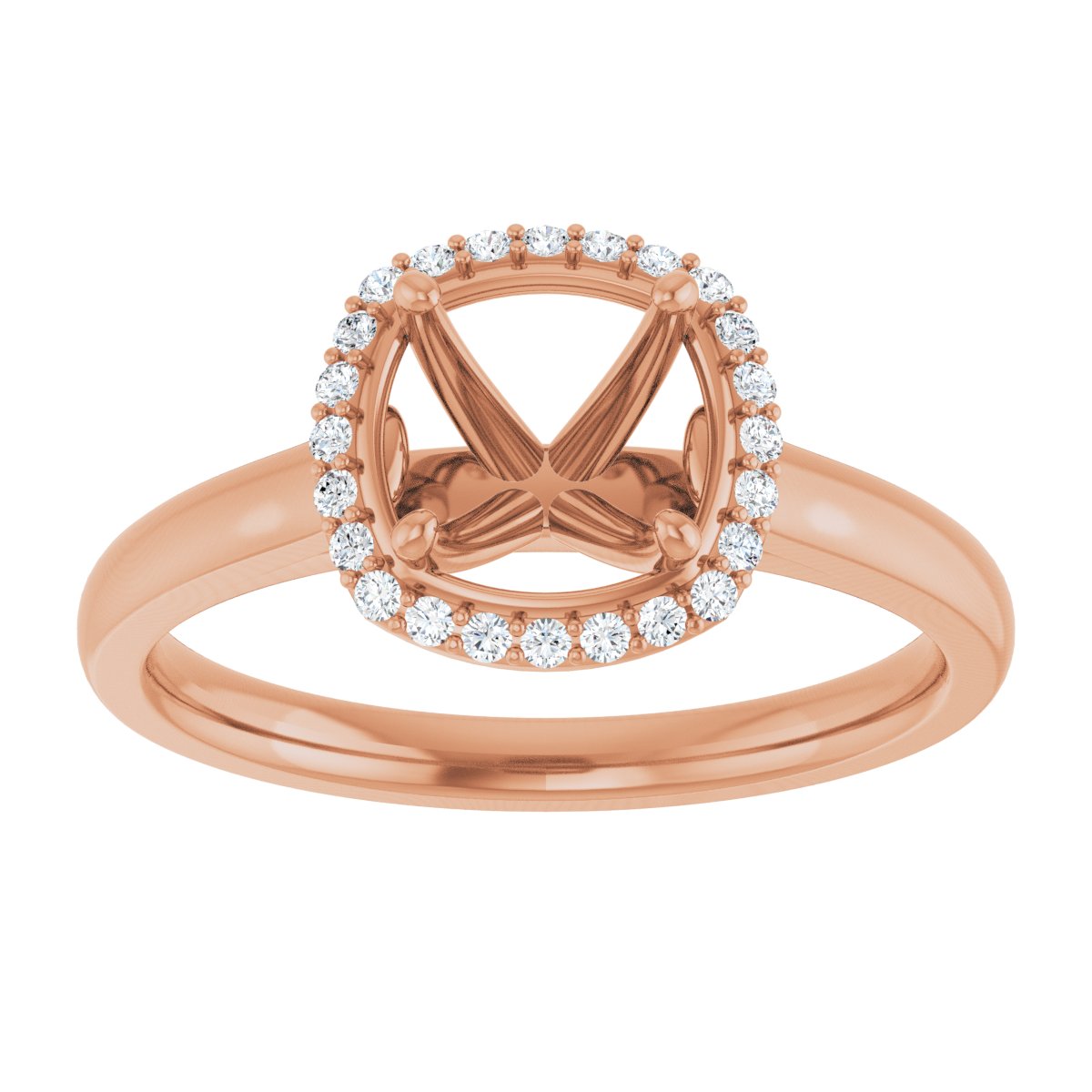 Cushion Halo-Style Engagement Ring Semi-Mount - gallery - Series 122060