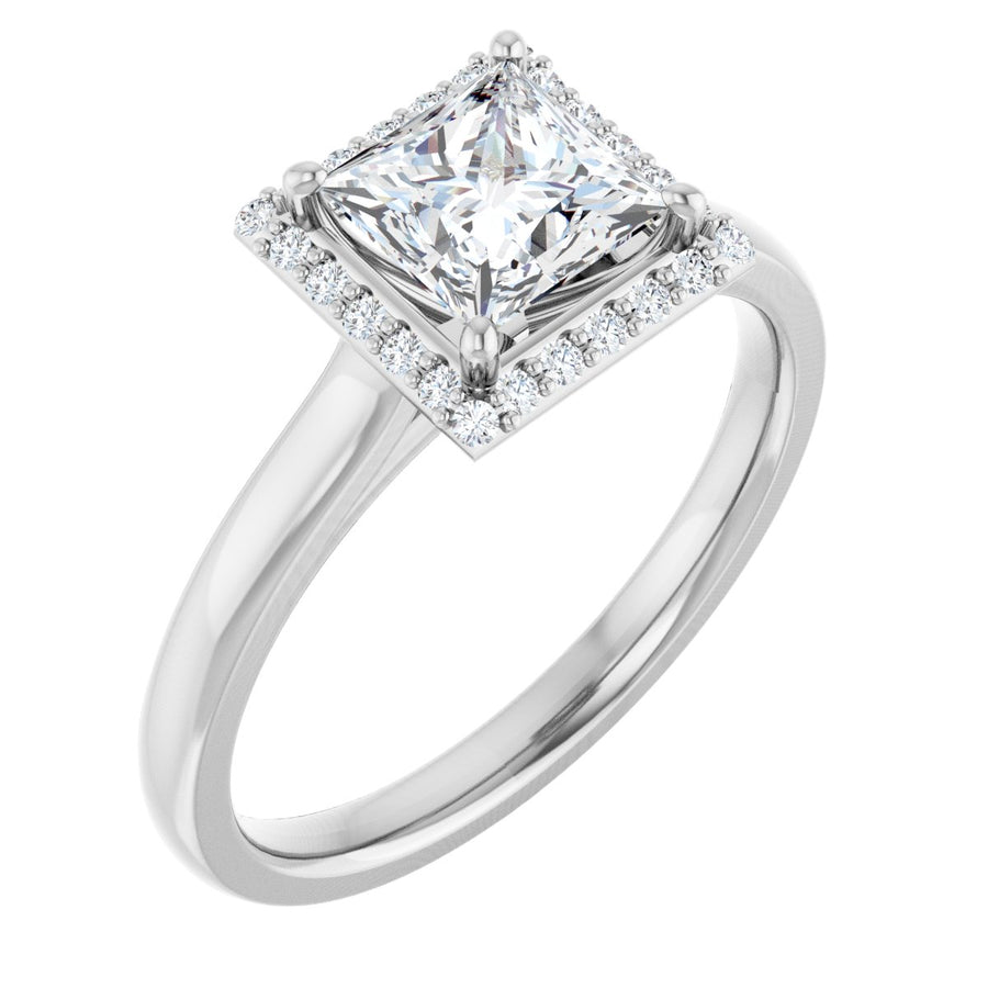 Natural Diamond Square Halo-Style Engagement Ring Semi-Mount - Platinum - Series 122060