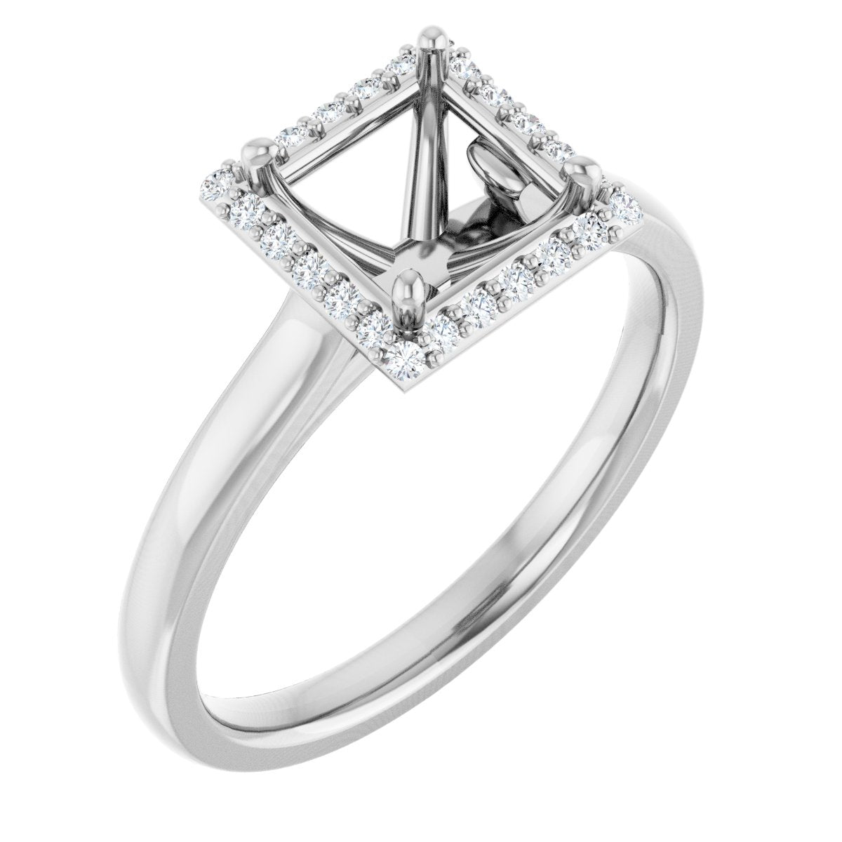 Square Halo-Style Engagement Ring Semi-Mount - gallery - Series 122060
