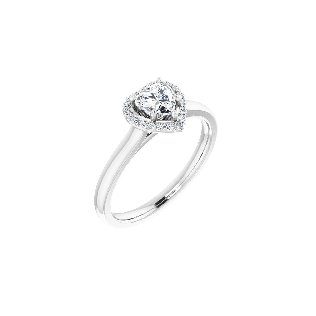 Natural Diamond Heart Halo-Style Engagement Ring Semi-Mount - Platinum - Series 122060