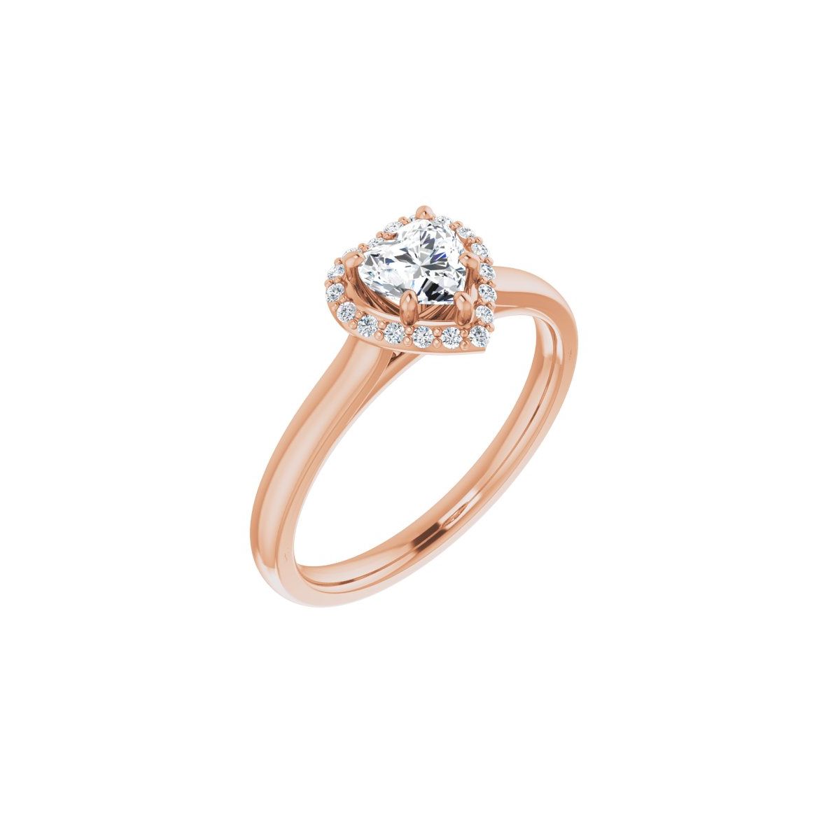 Natural Diamond Heart Halo-Style Engagement Ring Semi-Mount - 14K Rose Gold - Series 122060