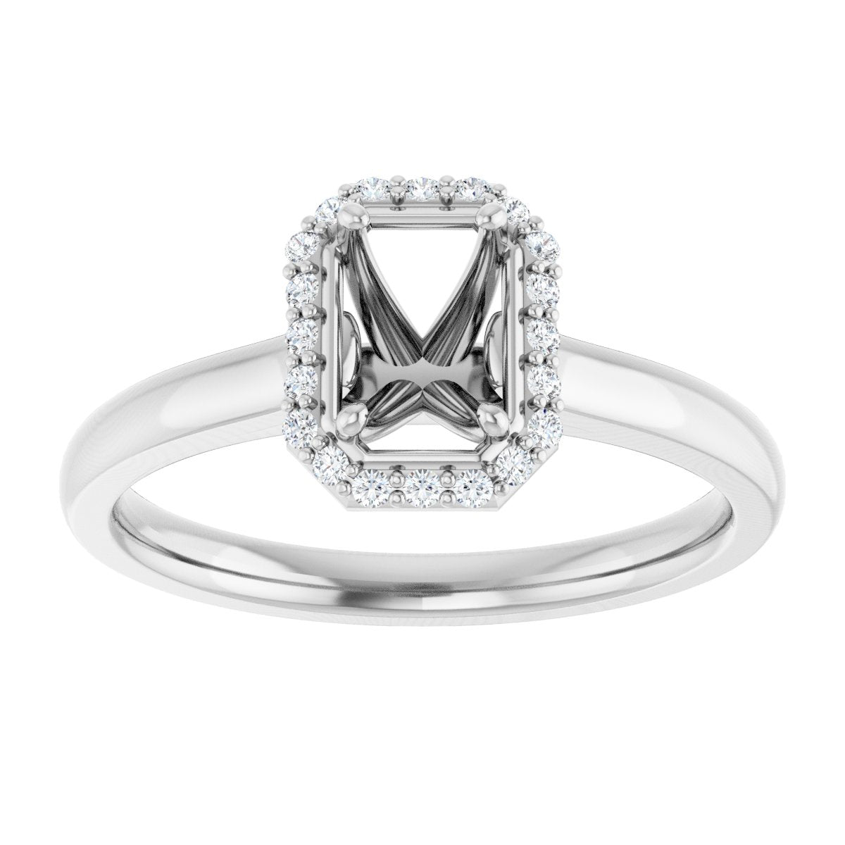 Emerald Halo-Style Engagement Ring Semi-Mount - gallery - Series 122060