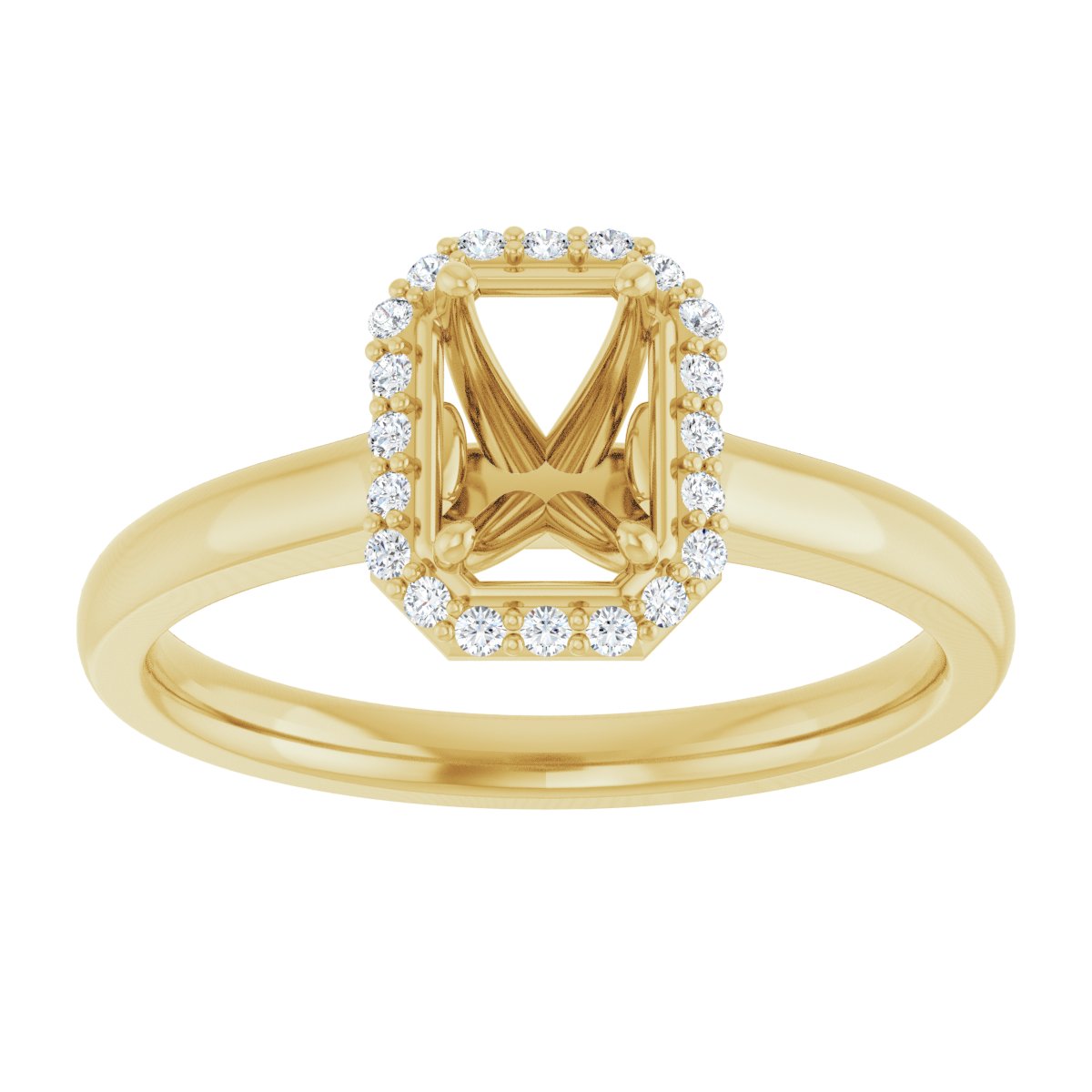 Emerald Halo-Style Engagement Ring Semi-Mount - gallery - Series 122060