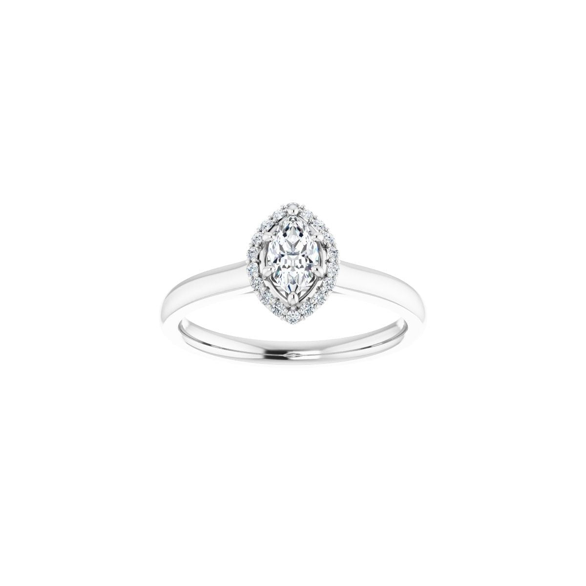 Marquise Halo-Style Engagement Ring Semi-Mount - gallery - Series 122060