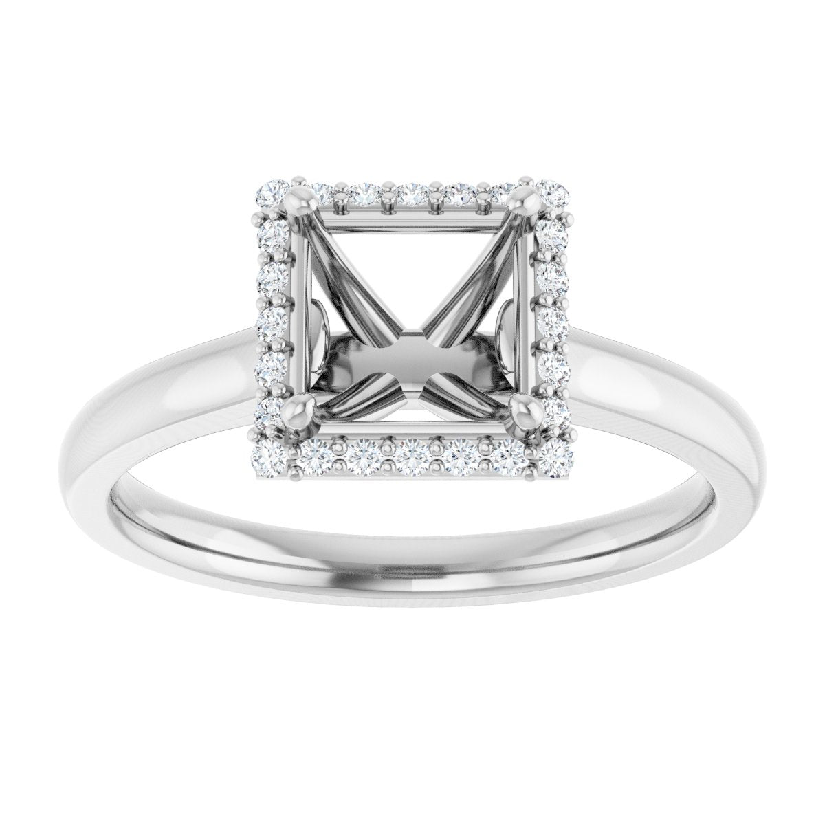 Square Halo-Style Engagement Ring Semi-Mount - gallery - Series 122060