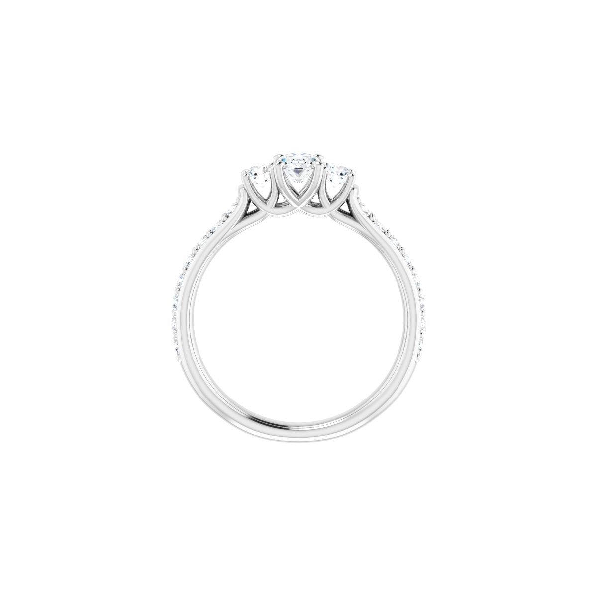 Oval Three-Stone Engagement Ring Semi-Mount - gallery - Series 122102