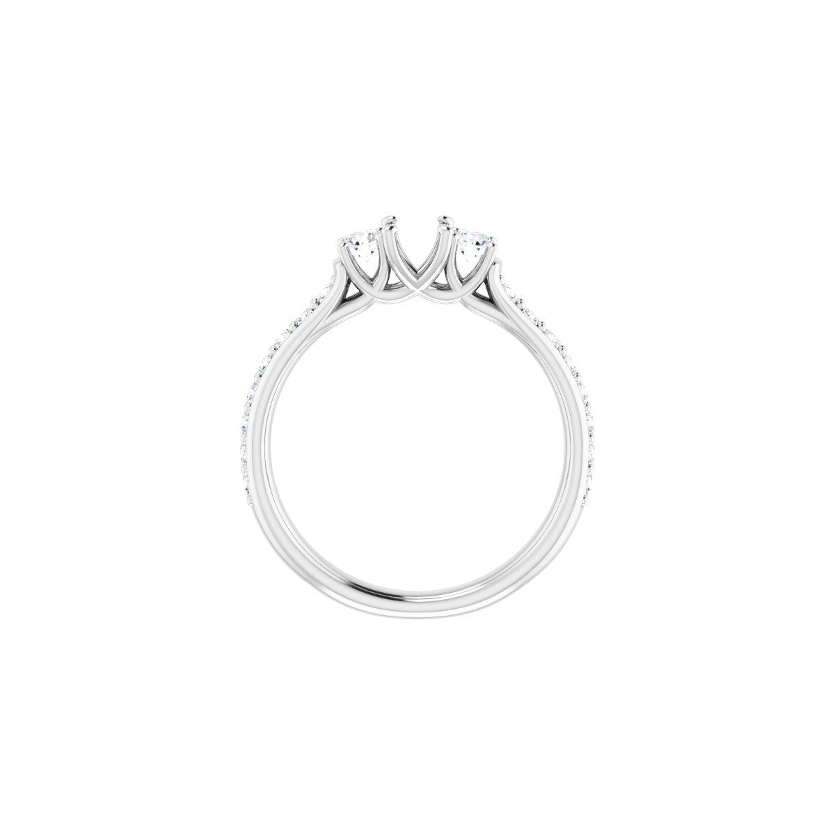 Oval Three-Stone Engagement Ring Semi-Mount - gallery - Series 122102