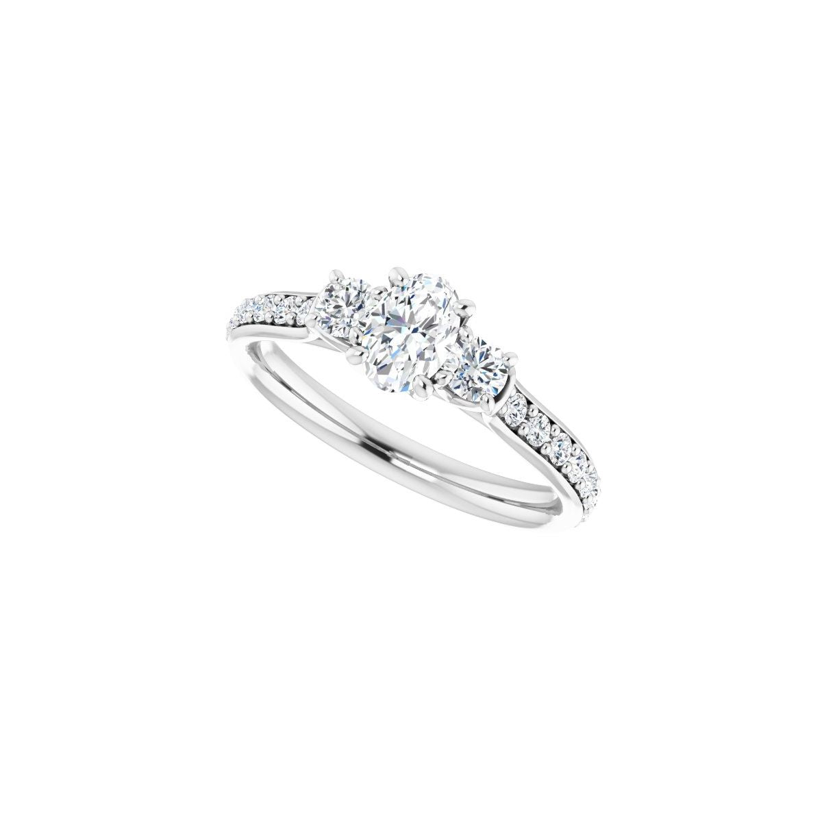 Oval Three-Stone Engagement Ring Semi-Mount - gallery - Series 122102