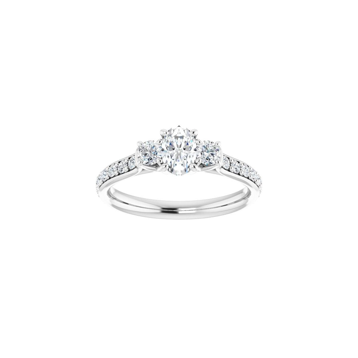 Oval Three-Stone Engagement Ring Semi-Mount - gallery - Series 122102