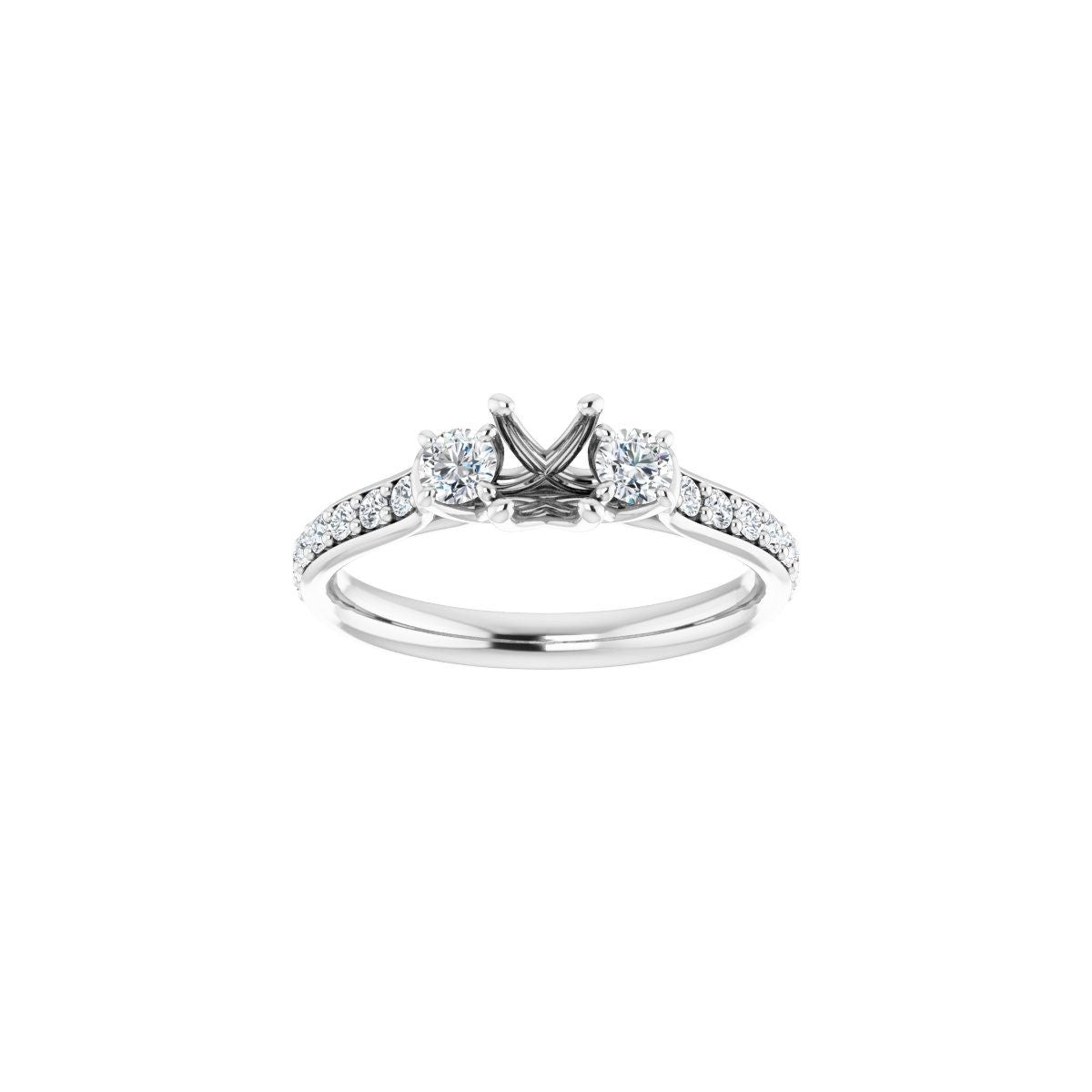 Oval Three-Stone Engagement Ring Semi-Mount - gallery - Series 122102