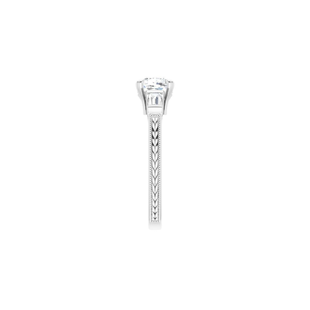 Cushion Twin-Prong Three-Stone Engagement Ring Semi-Mount - gallery - Series 122970