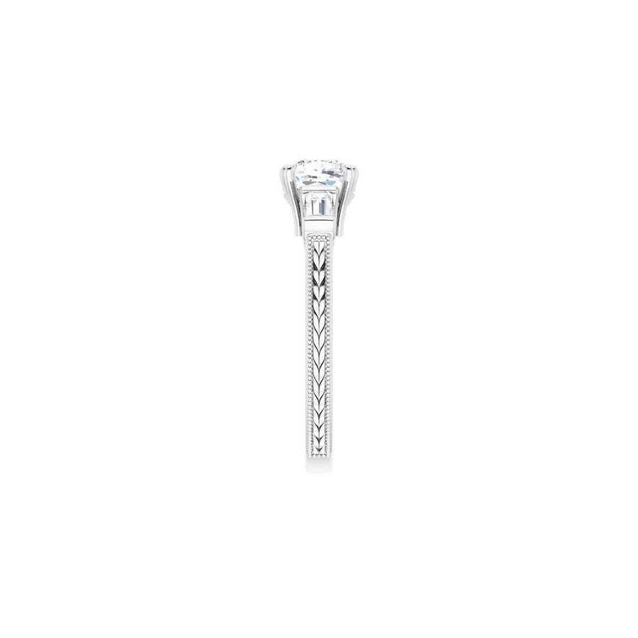 Cushion Twin-Prong Three-Stone Engagement Ring Semi-Mount - gallery - Series 122970