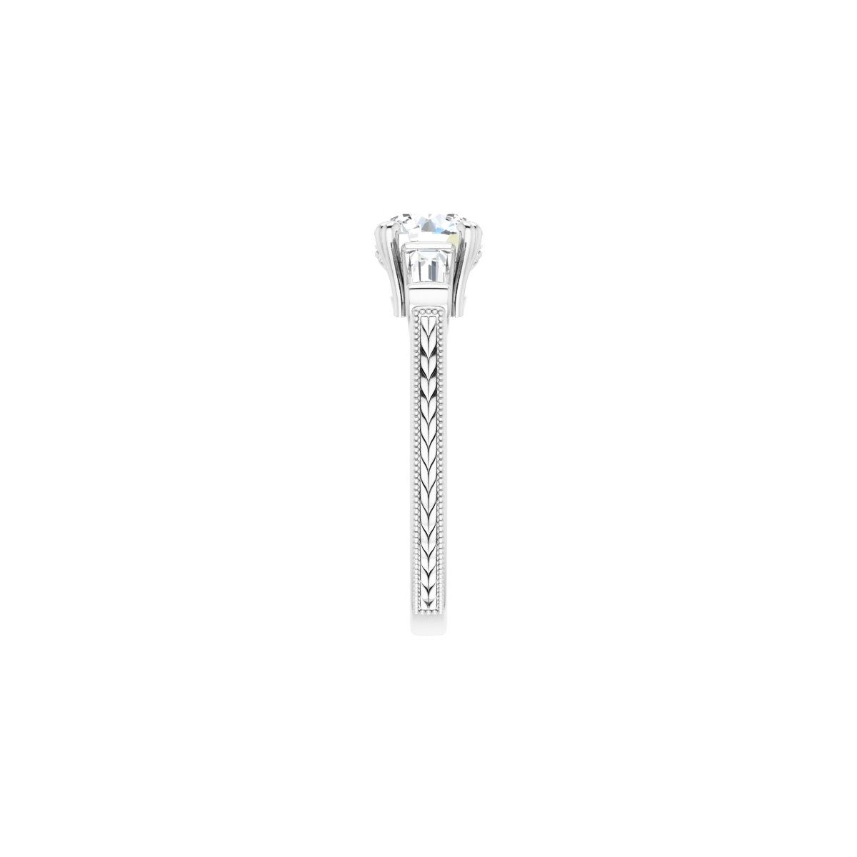 Round Twin-Prong Three-Stone Engagement Ring Semi-Mount - gallery - Series 122970