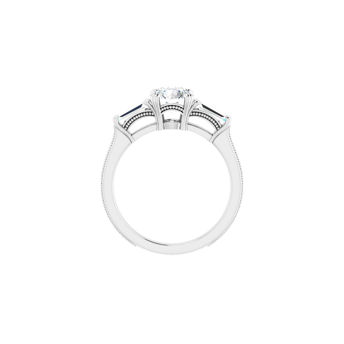 Round Twin-Prong Three-Stone Engagement Ring Semi-Mount - gallery - Series 122970