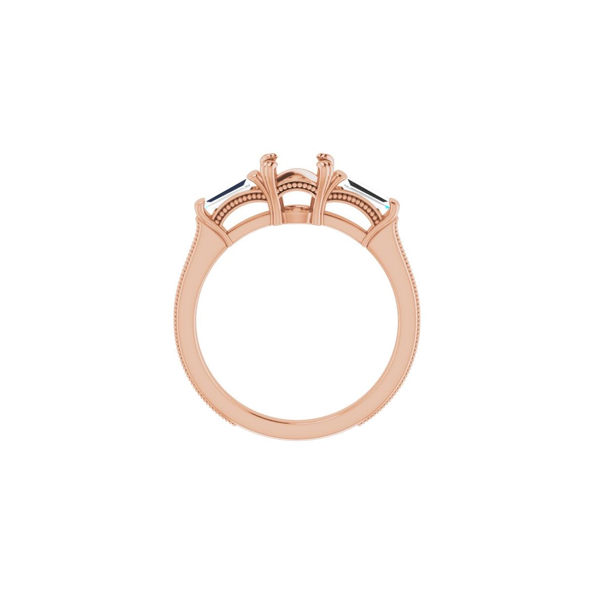 Round Twin-Prong Three-Stone Engagement Ring Semi-Mount - gallery - Series 122970