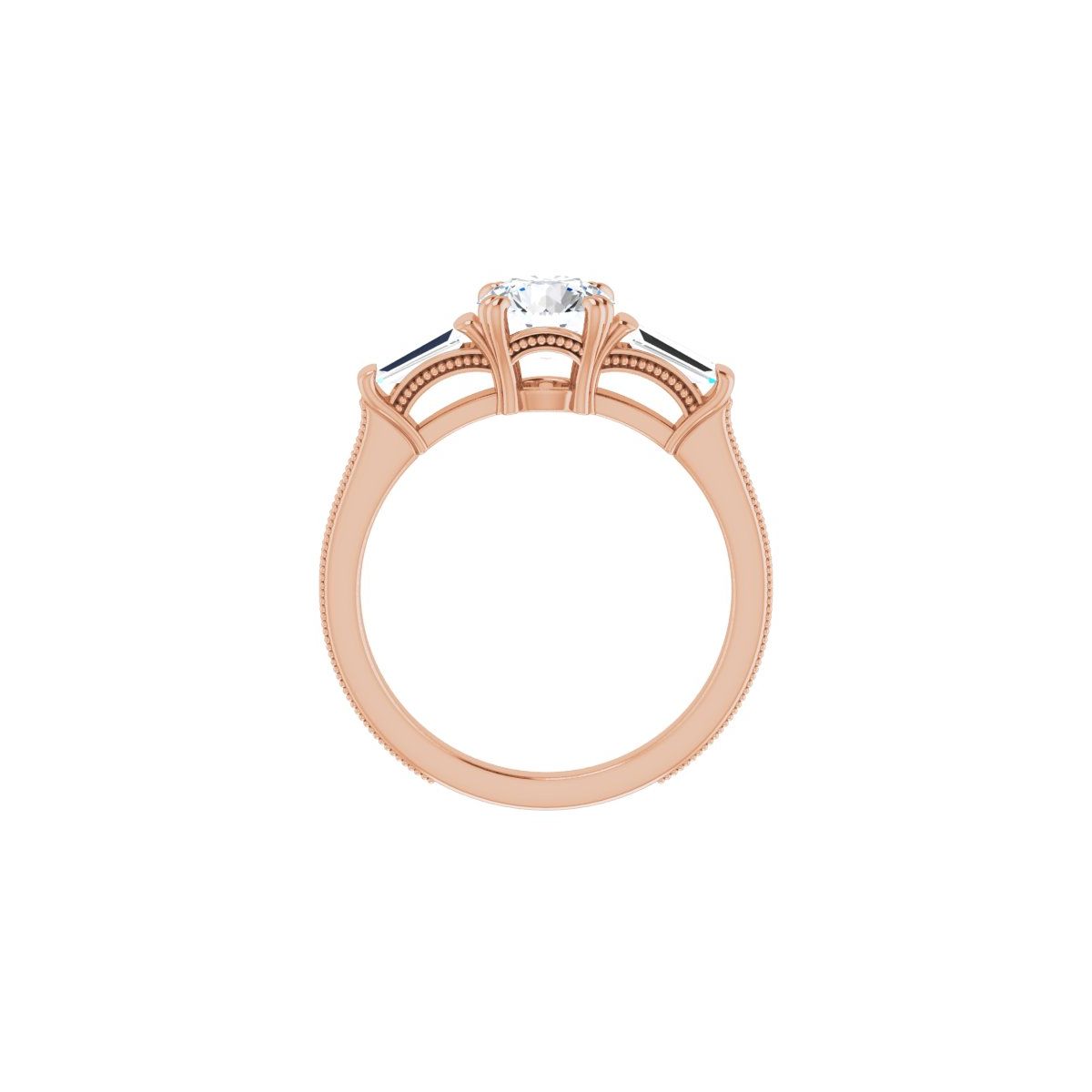 Round Twin-Prong Three-Stone Engagement Ring Semi-Mount - gallery - Series 122970