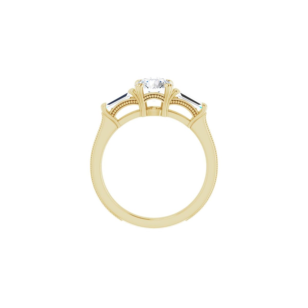 Round Twin-Prong Three-Stone Engagement Ring Semi-Mount - gallery - Series 122970