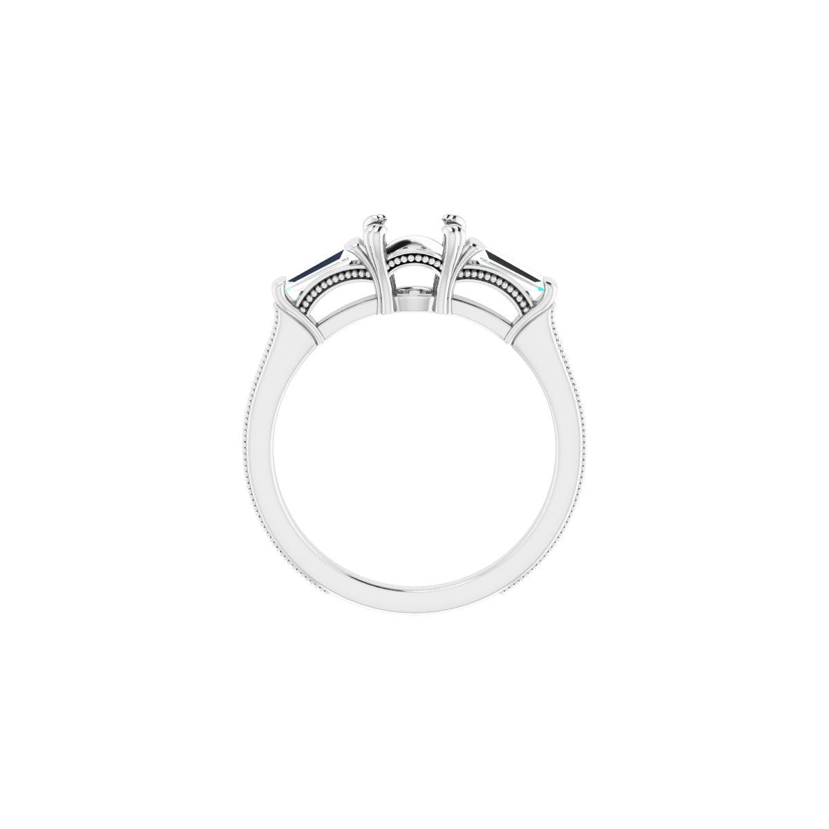 Round Twin-Prong Three-Stone Engagement Ring Semi-Mount - gallery - Series 122970