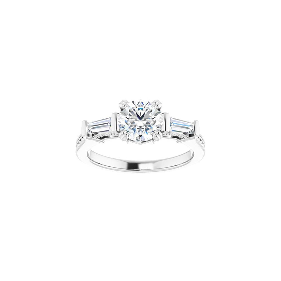 Round Twin-Prong Three-Stone Engagement Ring Semi-Mount - gallery - Series 122970