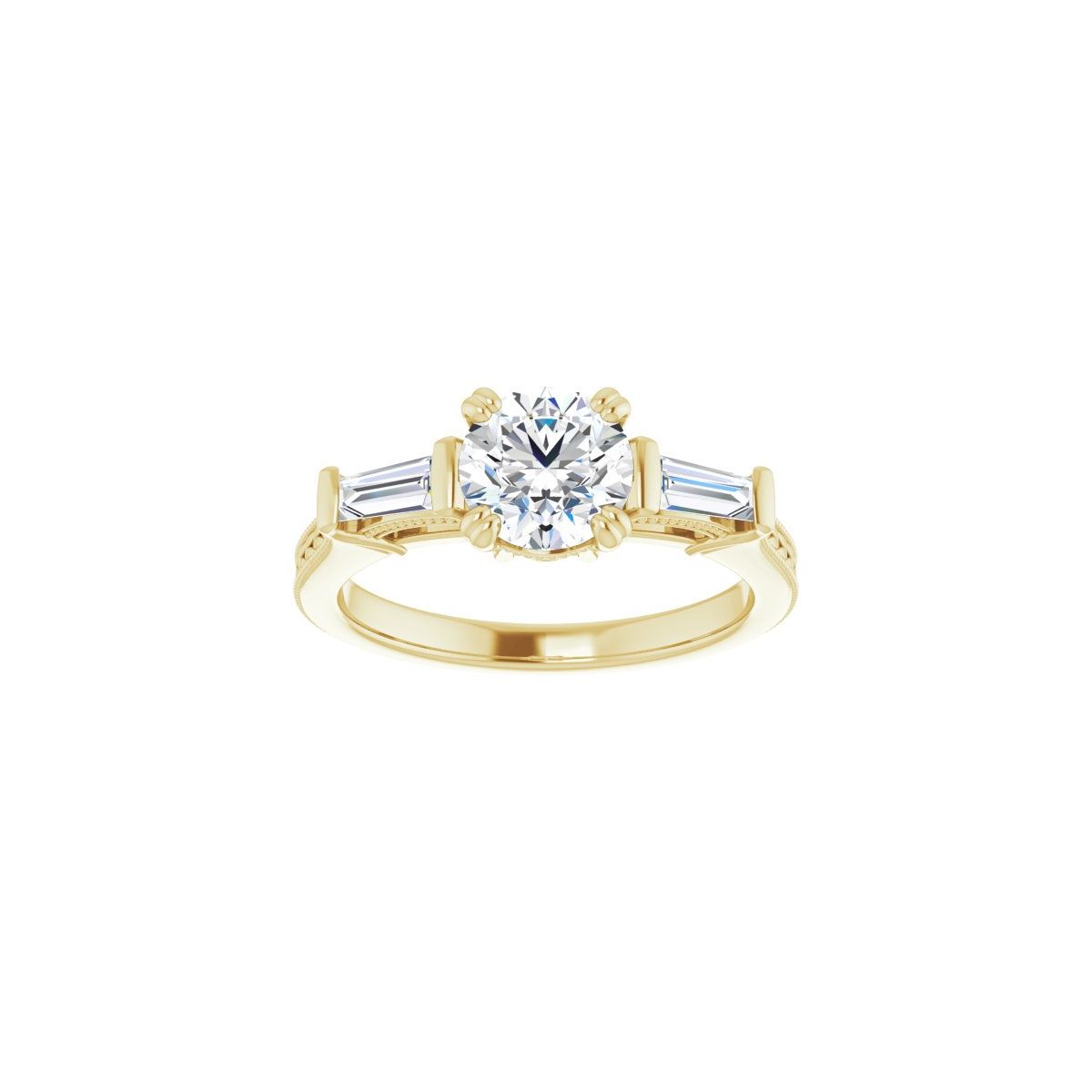 Round Twin-Prong Three-Stone Engagement Ring Semi-Mount - gallery - Series 122970