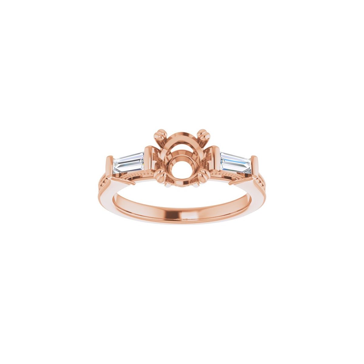 Round Twin-Prong Three-Stone Engagement Ring Semi-Mount - gallery - Series 122970