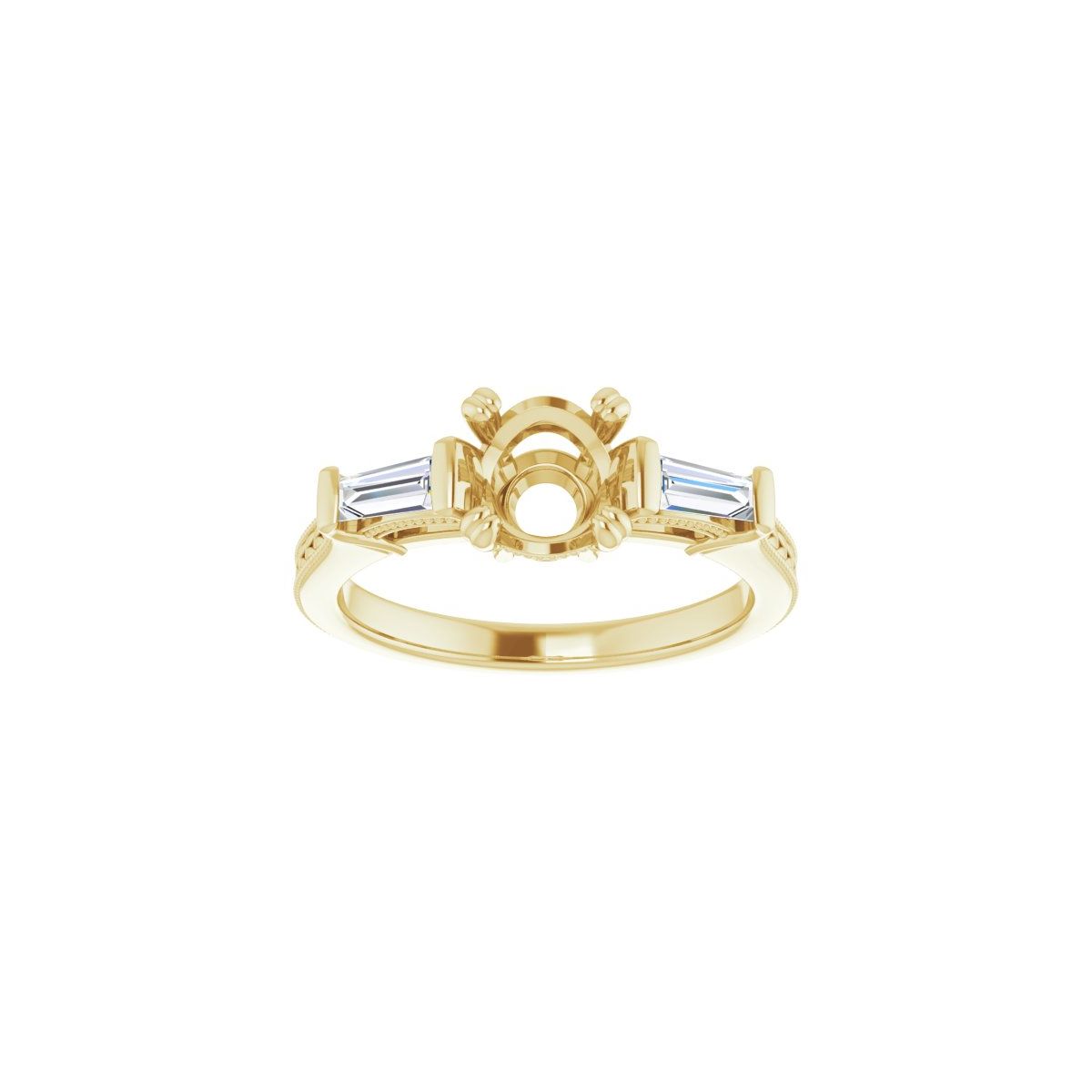 Round Twin-Prong Three-Stone Engagement Ring Semi-Mount - gallery - Series 122970