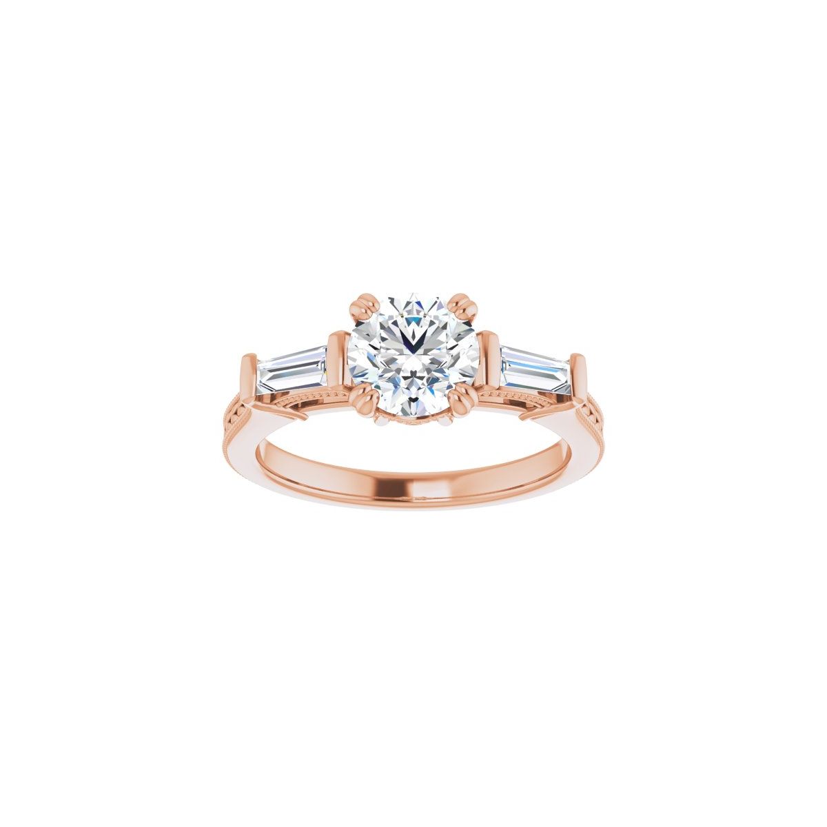 Round Twin-Prong Three-Stone Engagement Ring Semi-Mount - gallery - Series 122970
