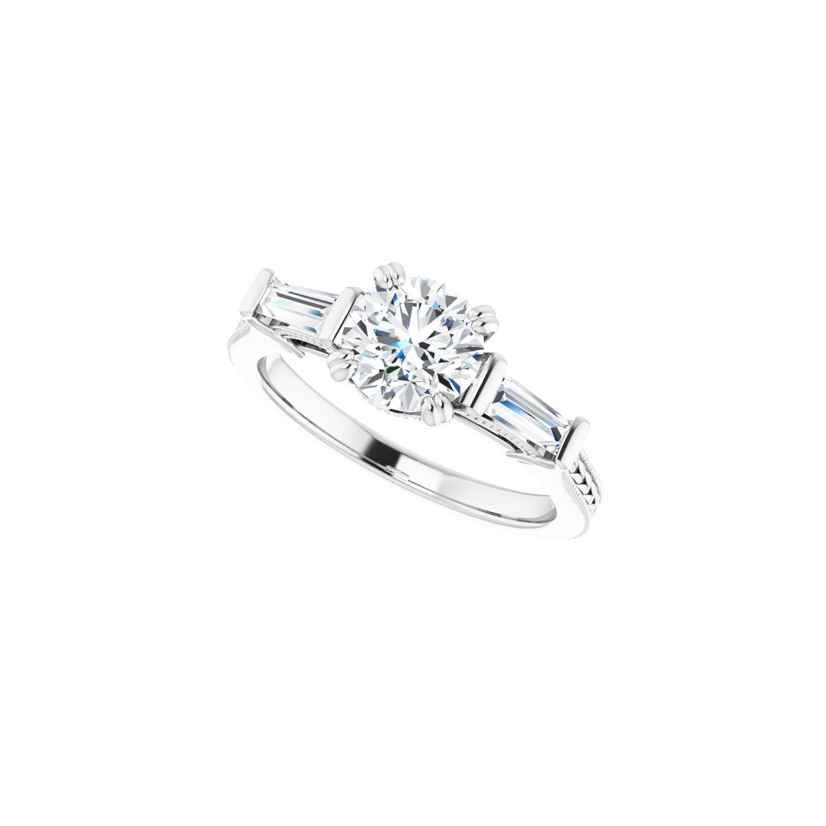 Round Twin-Prong Three-Stone Engagement Ring Semi-Mount - gallery - Series 122970