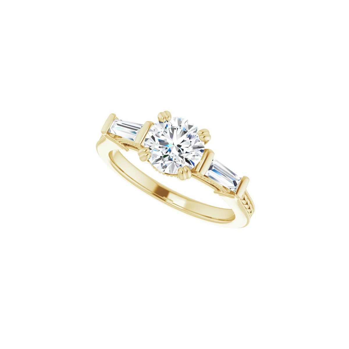 Round Twin-Prong Three-Stone Engagement Ring Semi-Mount - gallery - Series 122970
